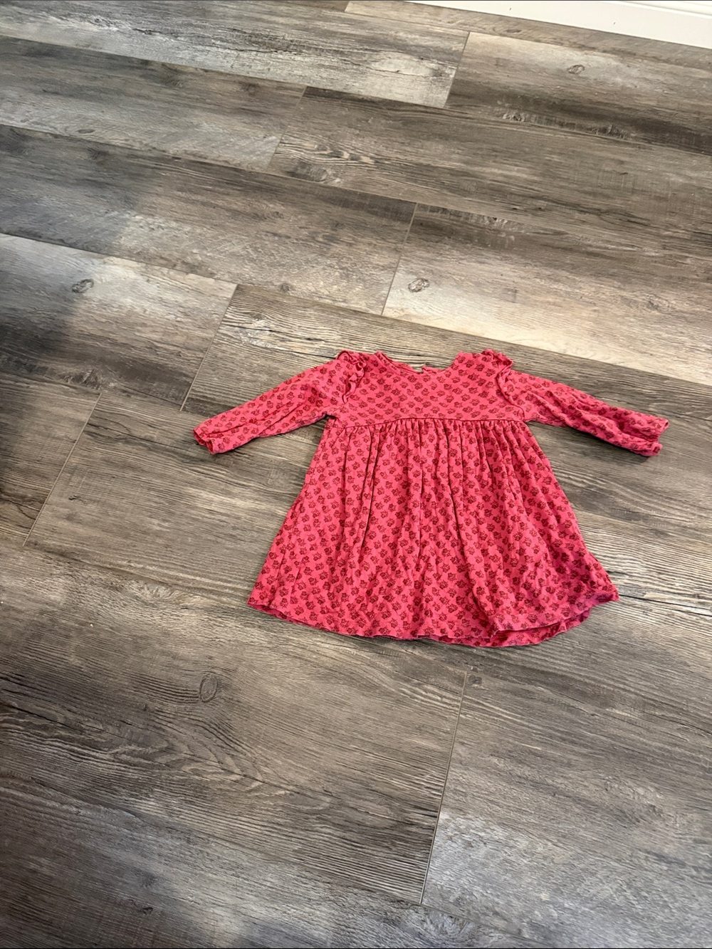 Little Planet Girls' Raspberry Floral Long-Sleeve Casual Dress